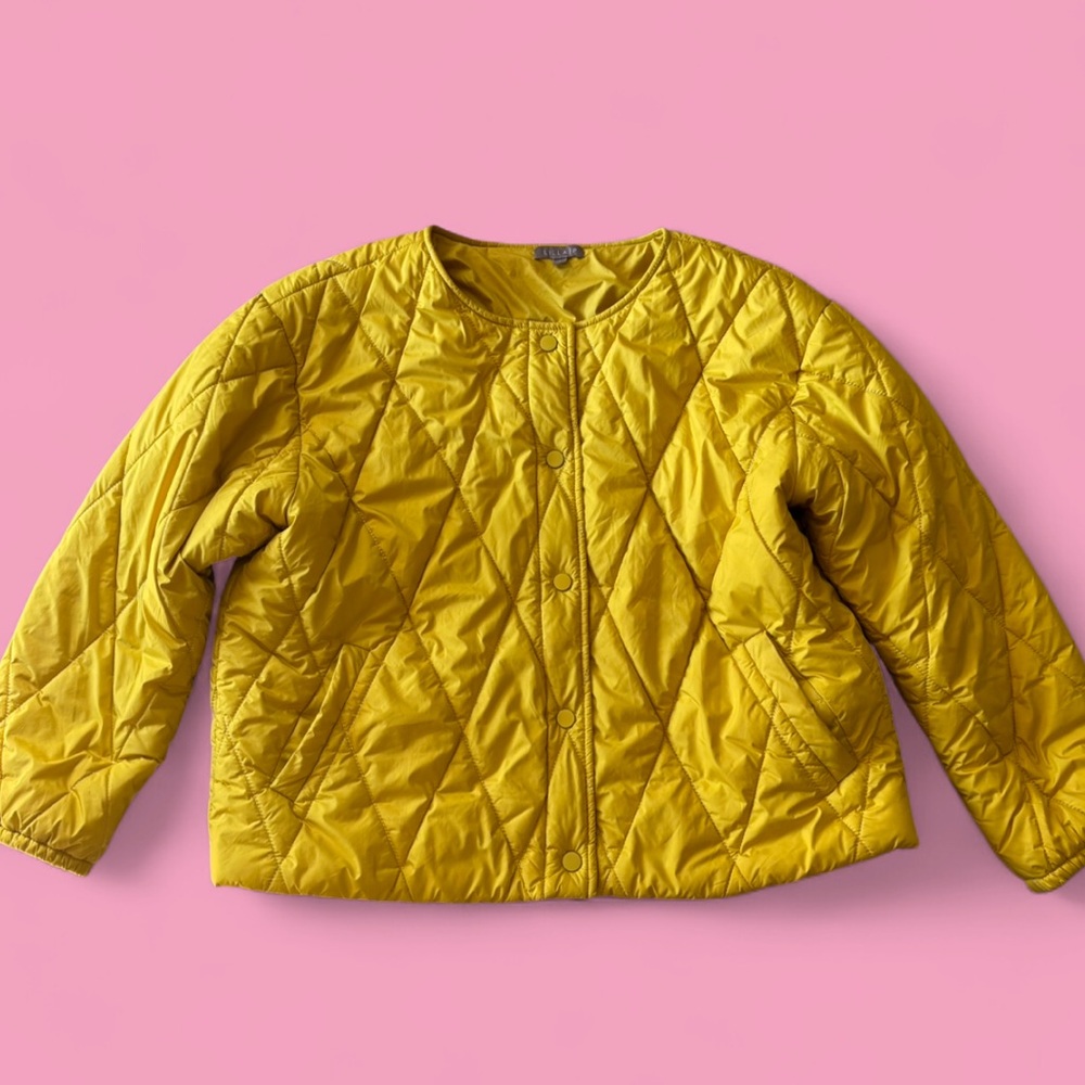 Lilla P Yellow Quilted Jacket with Button Clasps, AS IS